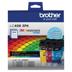 Brother Genuine LC406 INKvestment Tank Standard Yield Color Ink Cartridge Set (Cyan, Magenta, Yellow)
