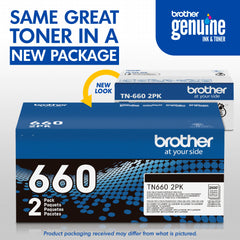Brother TN660 High Yield Black Toner Cartridge (2-Pack)