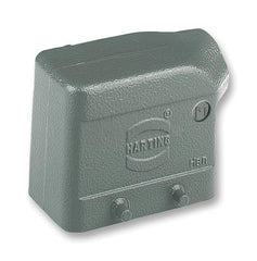 HARTING 19 30 010 1521 Heavy Duty Connector Hood, M25 Side Entry, 4 Pegs, Low Profile, Han B Series, 90�, Aluminium Body
