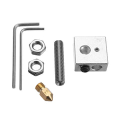 0.4mm Brass Nozzle + Aluminum Heating Block + 1.75mm Nozzle Throat 3D Printer Part Kit with M6 Screw