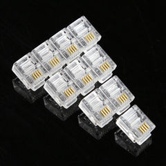 #QZO 100X 4Pin RJ11 RJ-11 6P4C Modular Phone Crystal Connector