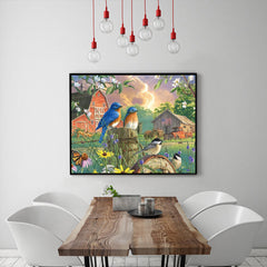 #A Railing Bird Oil Paint By Numbers Kit DIY Acrylic Painting on Canvas Frameles