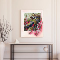 #A Flower Bird Oil Paint By Numbers Kit DIY Drawing Picture for Adults Home Deco