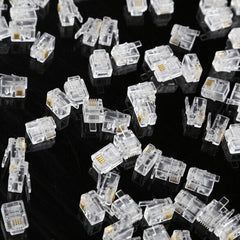 #QZO 100X 4Pin RJ11 RJ-11 6P4C Modular Phone Crystal Connector