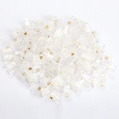 #QZO 100X 4Pin RJ11 RJ-11 6P4C Modular Phone Crystal Connector