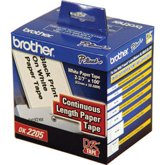 Brother DK2205 Black/White Continuous Length Paper Tape - 2.4" x 100'
