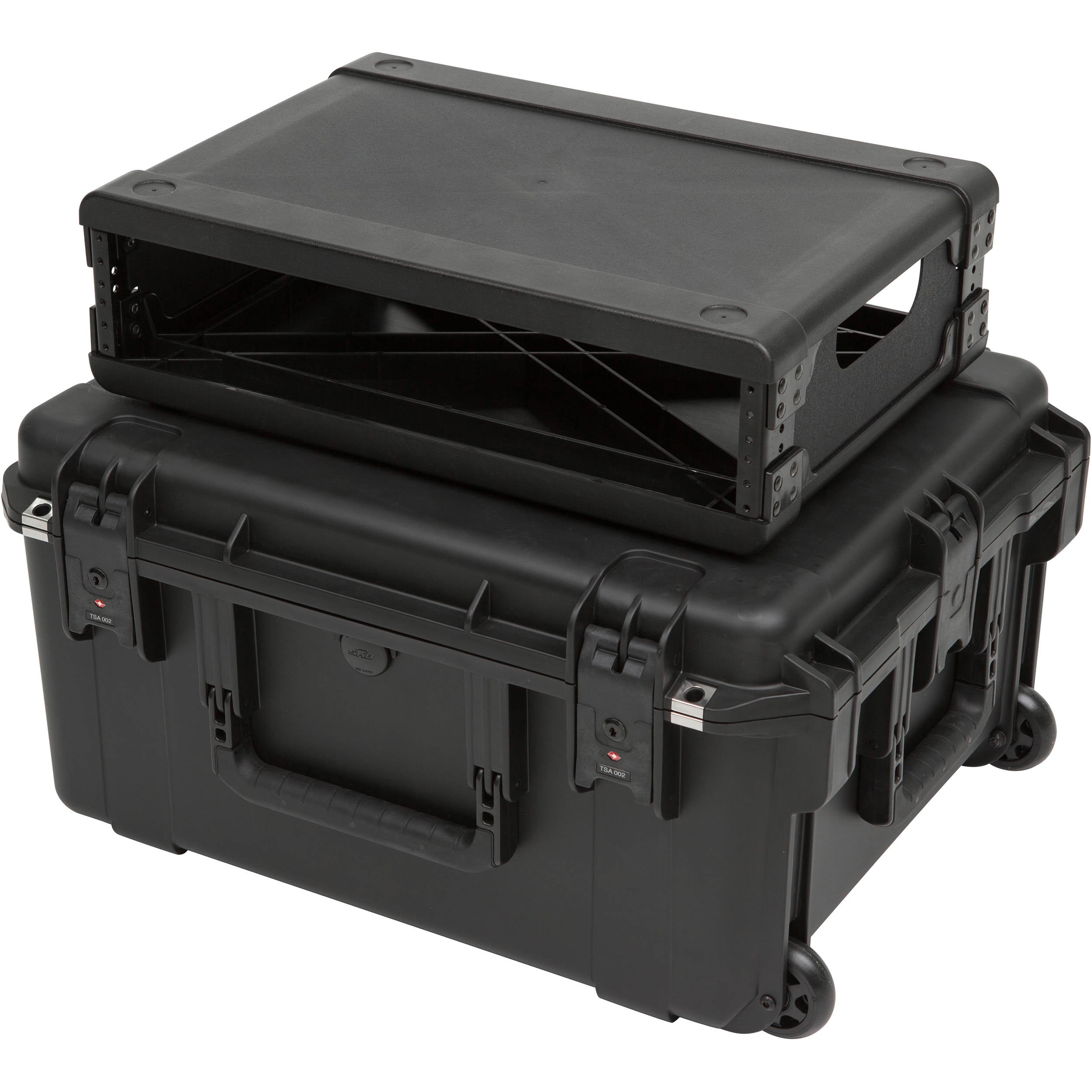SKB iSeries Injection Molded for 4-Wireless with 2U Fly Rack with Wheels (Black)