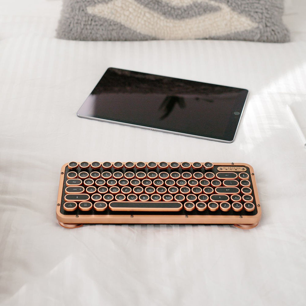 AZIO Artisan Retro Compact Keyboard (Black Leather / Copper-Brushed Frame)