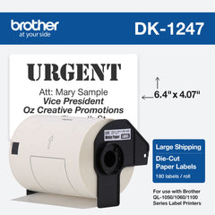 Brother DK1247 Large Shipping White Paper Labels (180 Labels, 4.07 x 6.4")
