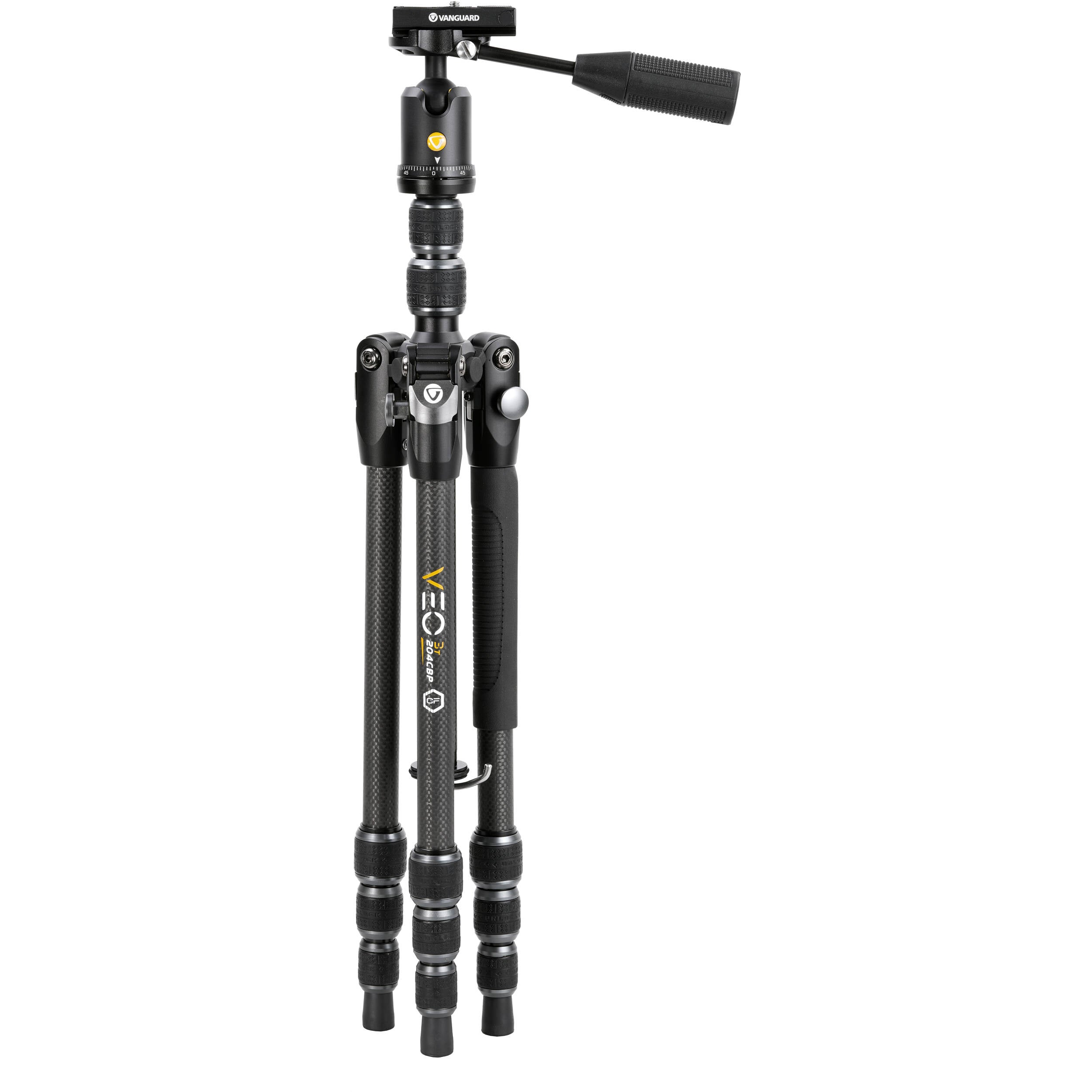 Vanguard VEO 3T 204CBP Carbon Fiber 4-in-1 Travel Tripod with VEO 2 BP-45T Ball/Pan Head and Bluetooth Remote