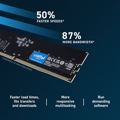 Crucial 64GB DDR5 4800 MHz UDIMM Memory Kit (2 x 32GB)