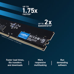Crucial 32GB Desktop DDR5 5200 MHz UDIMM Memory Kit (2 x 16GB)