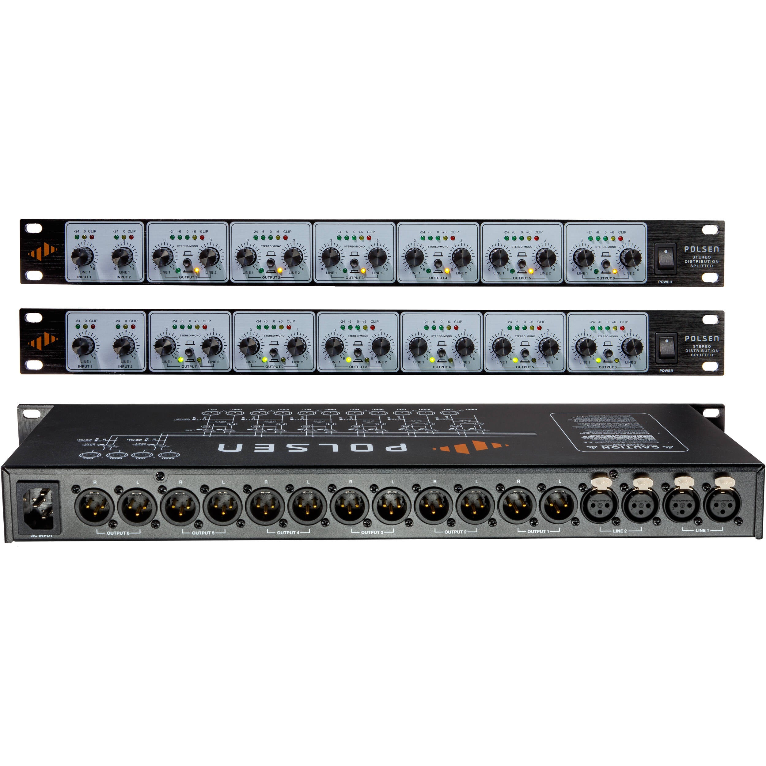 Polsen SP-260 Rackmount 2x6 Stereo Distribution Splitter (1 RU)