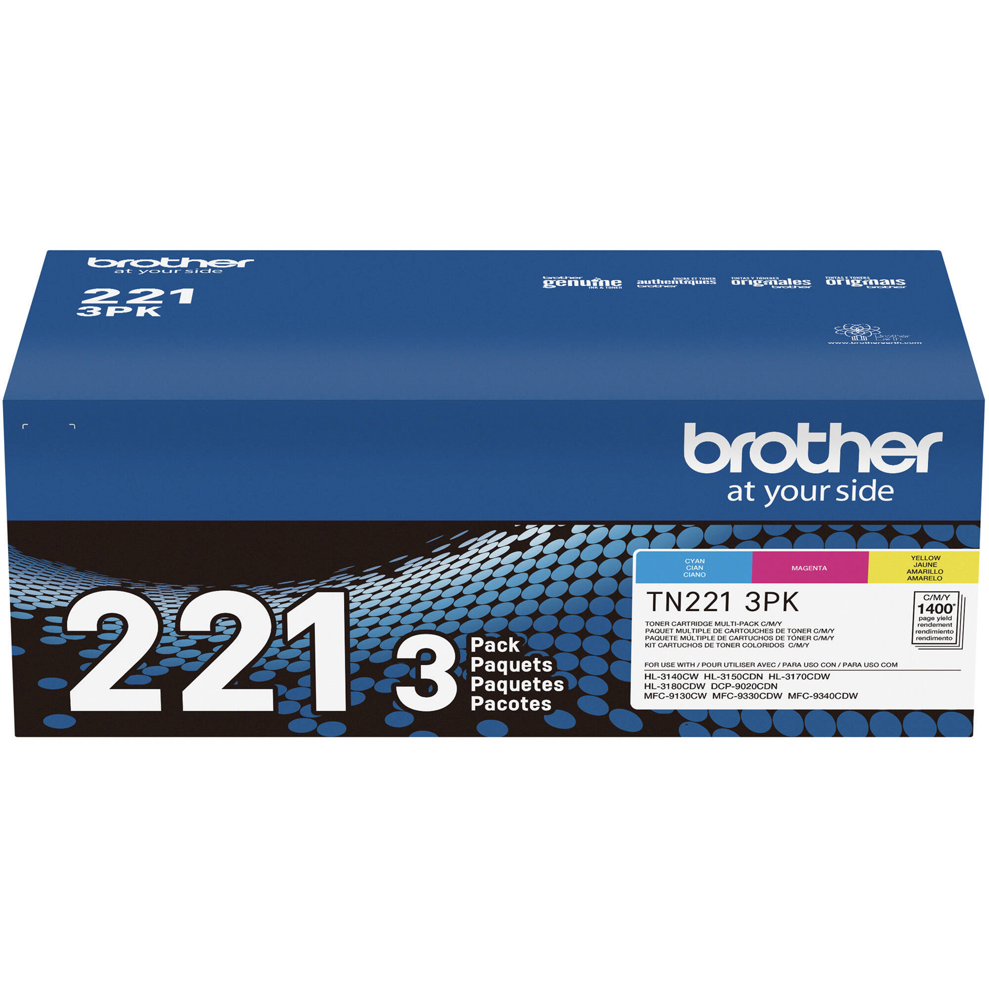 Brother TN221 Standard Yield Color Toner Cartridge 3-Pack