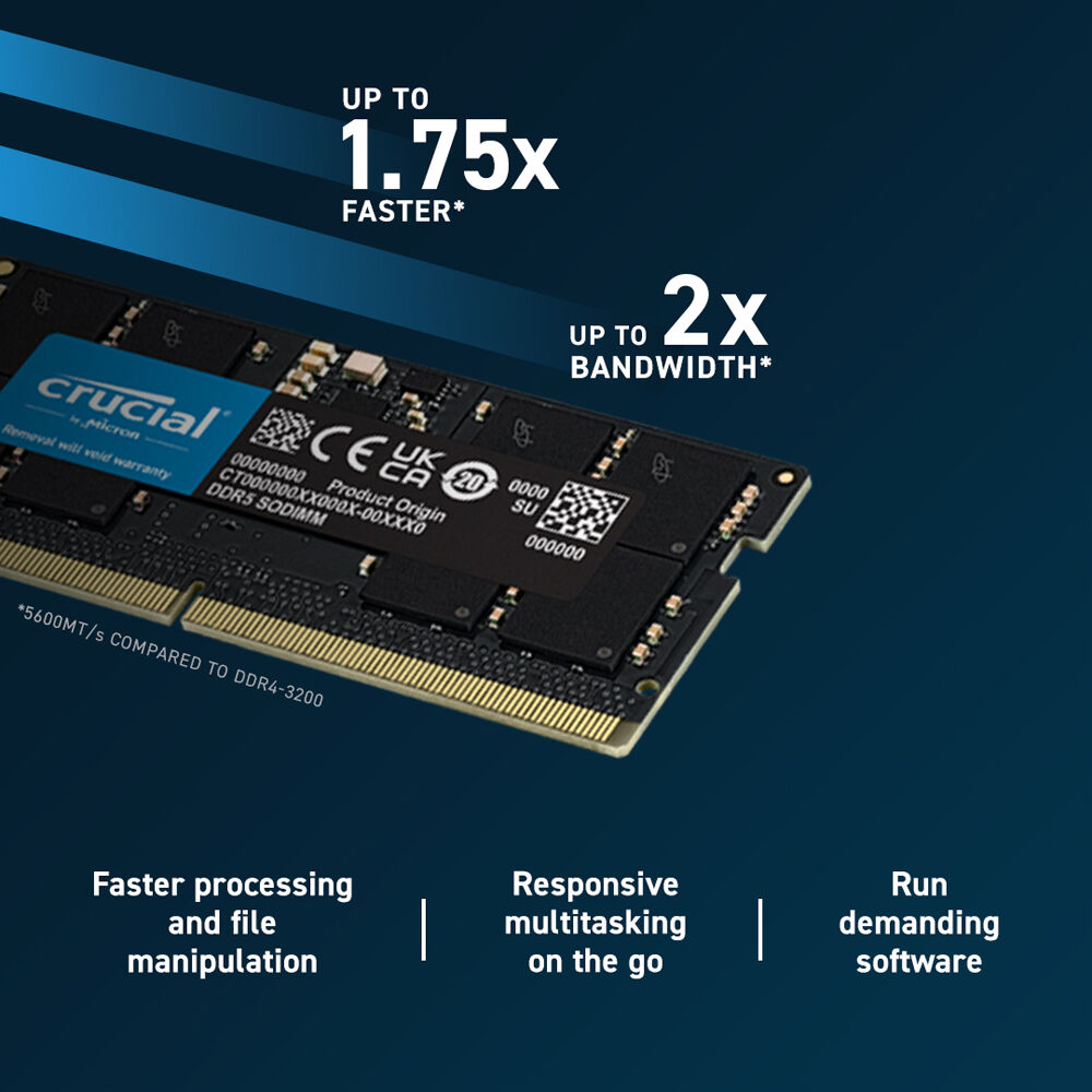 Crucial 8GB Laptop DDR5 5200 MHz SO-DIMM Memory Module