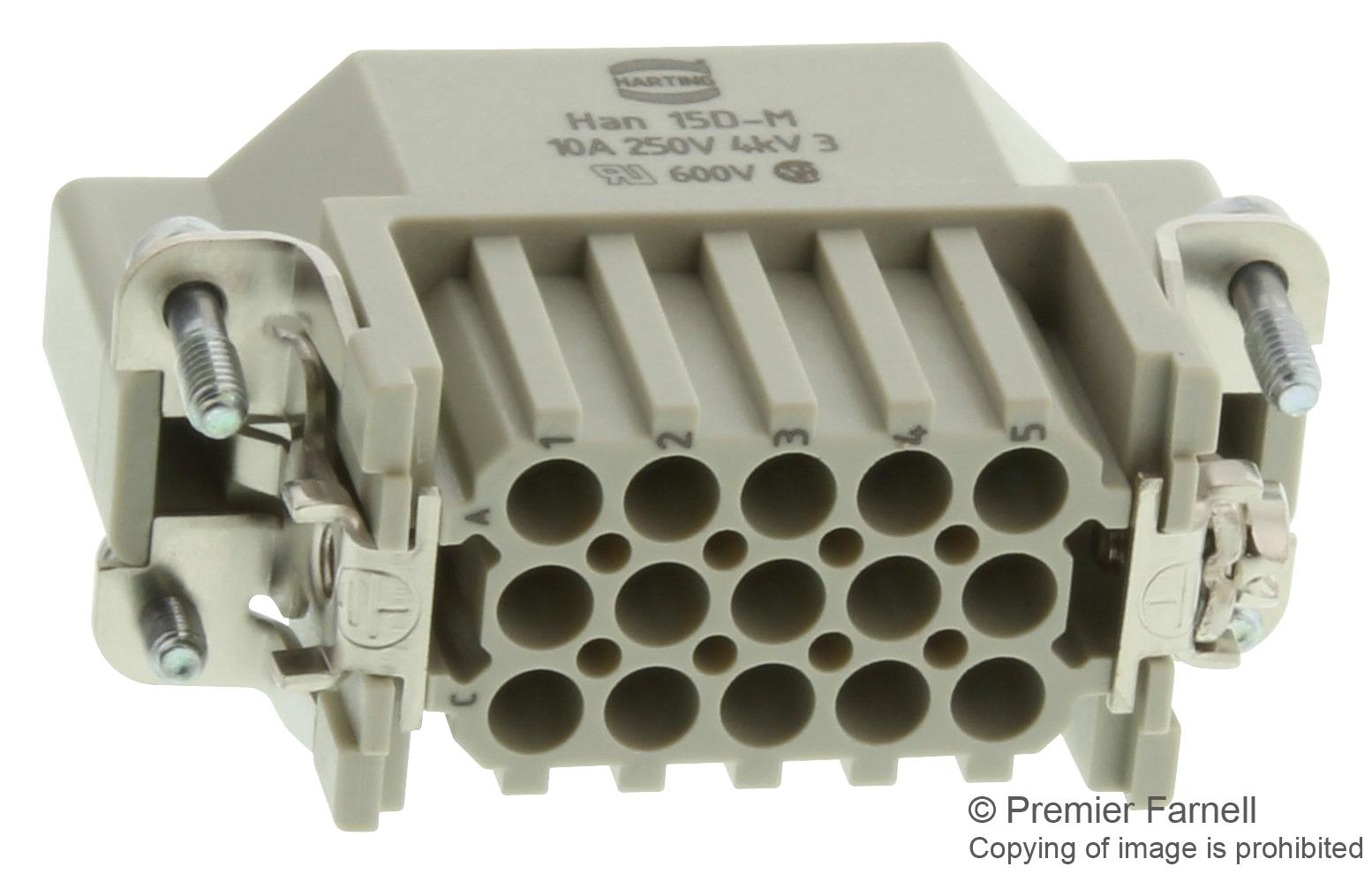 Harting 09210153001 Rectangular HAN Insert Plug 15 Position Crimp