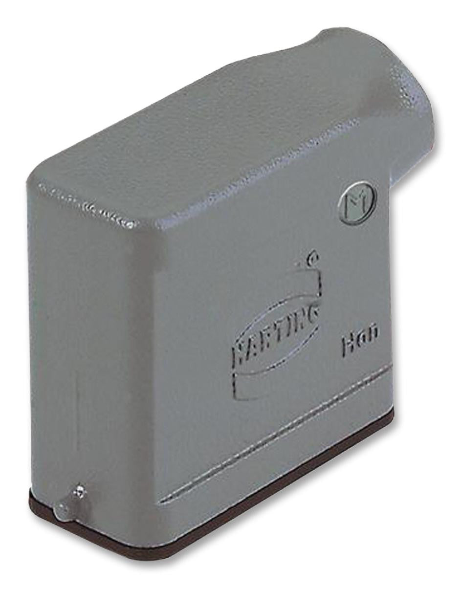 HARTING 19 20 010 1540 Heavy Duty Connector Hood, M20 Side Entry, 2 Pegs, Low Profile, Han A Series, 90&deg;, Aluminium Body