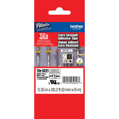 Brother TZeS221 Tape with Extra-Strength Adhesive for P-Touch Labelers (Black on White, 0.35" x 26.2')
