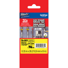 Brother TZeS621 Tape with Extra-Strength Adhesive for P-Touch Labelers (Black on Yellow, 0.35" x 26.2')