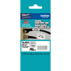 Brother TZeFX251 Flexible ID Tape (Black on White, 0.94" x 26.2')