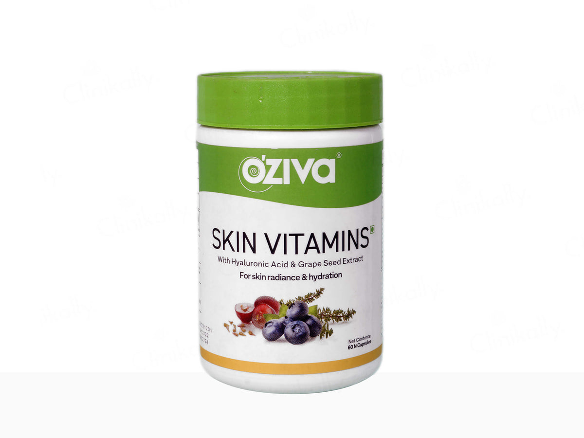 OZiva Skin Vitamins With Hyaluronic Acid and Grape Seed Extract Capsule