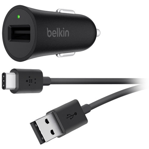 Belkin BOOSTUP USB Type-A to USB Type-C Car Charger (18W, Black)