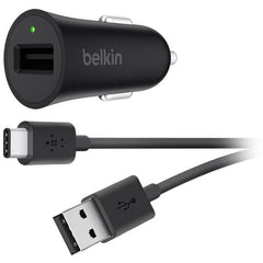 Belkin BOOSTUP USB Type-A to USB Type-C Car Charger (18W, Black)