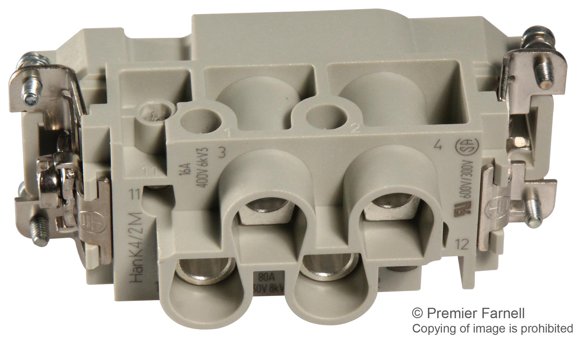 Harting 0938 006 2601 Heavy Duty Connector 4/2+PE Power-Signal Han-Com Insert 7 Contacts 16B Plug Screw Pin