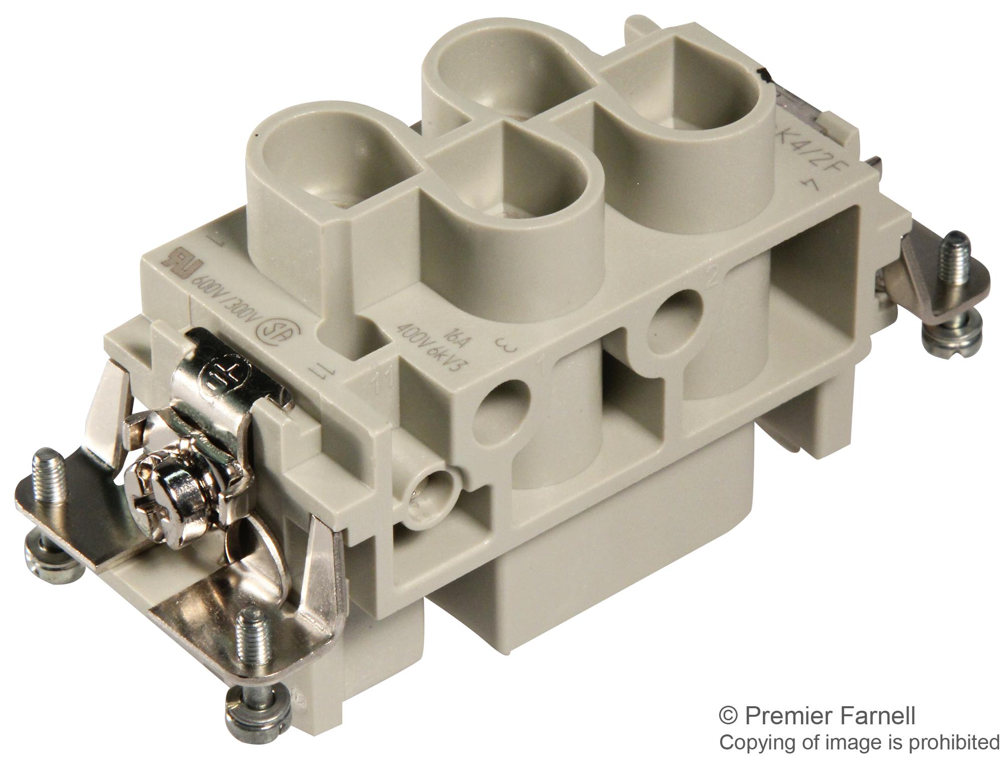 Harting 0938 006 2701 Heavy Duty Connector 4/2+PE Power-Signal Han-Com Insert 7 Contacts 16B Receptacle