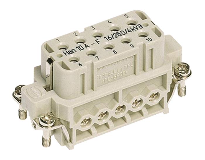 Harting 09200102814 Heavy Duty Connector Han A Insert 10 Contacts 10A Receptacle Screw Socket