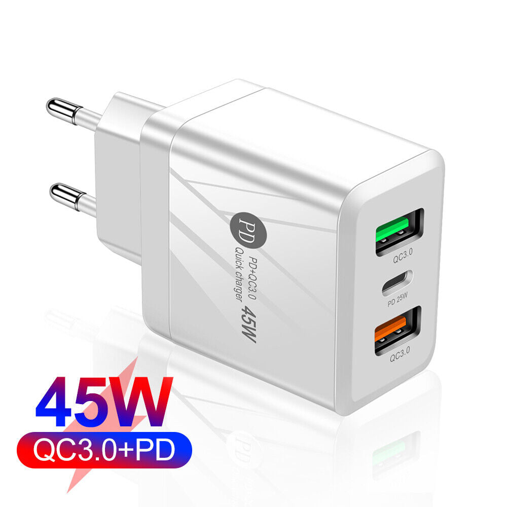 #A PD 25W + Dual QC3.0 Mobile Phone Wall Charging Chargers for Phone 13 Pro Xiao