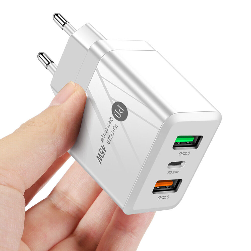 #A PD 25W + Dual QC3.0 Mobile Phone Wall Charging Chargers for Phone 13 Pro Xiao
