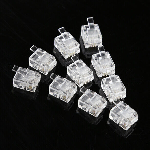 #QZO 100X 4Pin RJ11 RJ-11 6P4C Modular Phone Crystal Connector