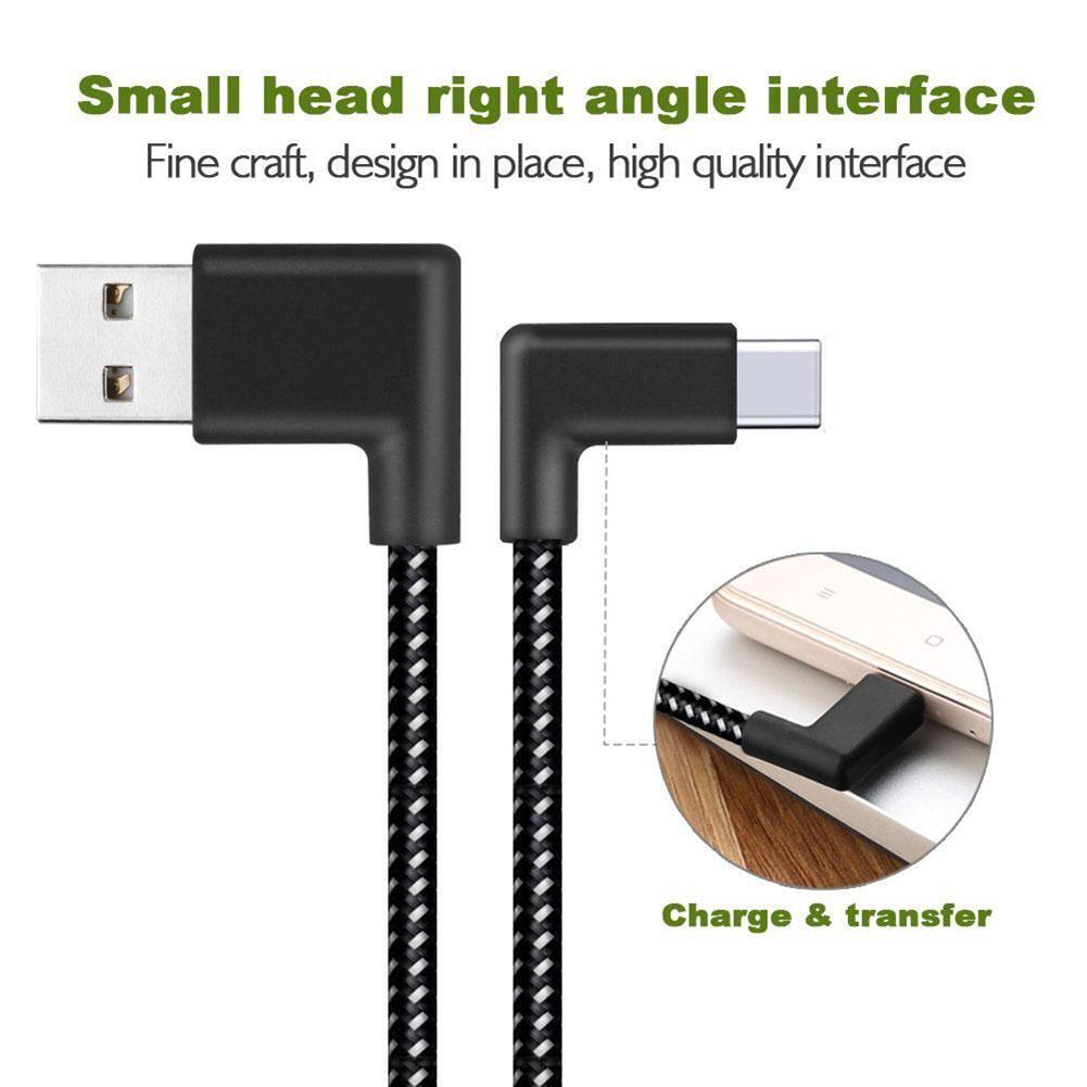 0.2m Nylon Braided 90 Degree Connector USB3.1 Type-C Charging Data Cable