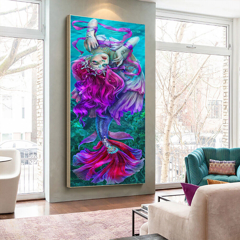 Zero Basis Mermaid DIY HandPainted Paint by Number Kit on Canvas Home Decor