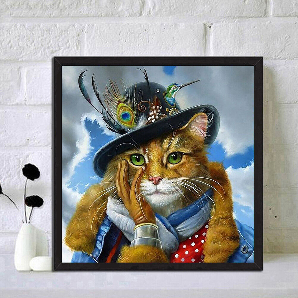 #A Waterside Cat Oil Paint By Numbers Kits DIY Handpainted on Canvas Wall Art