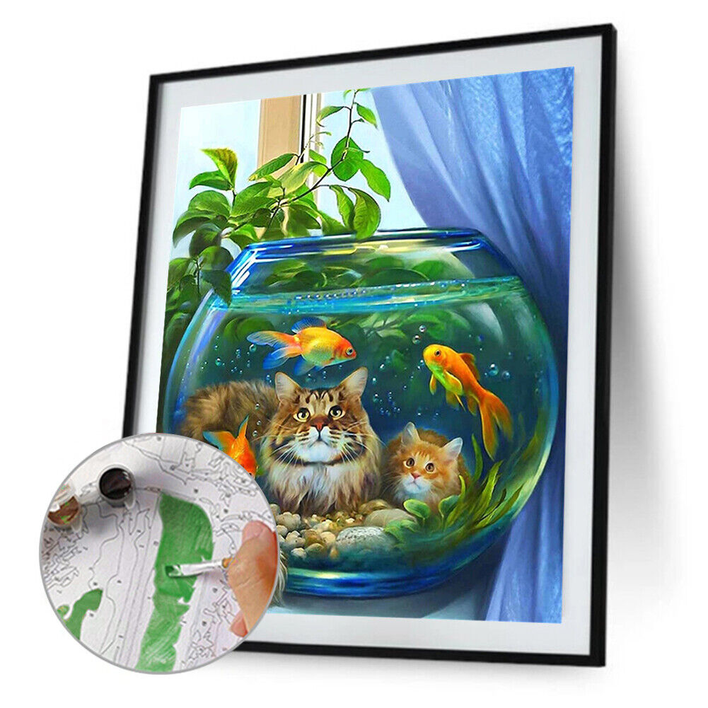 #A Cat Partial Oil Paint By Numbers Kit DIY Frameless Drawing Picture for Adul