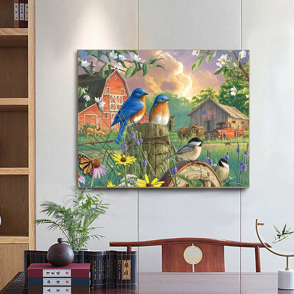 #A Railing Bird Oil Paint By Numbers Kit DIY Acrylic Painting on Canvas Frameles