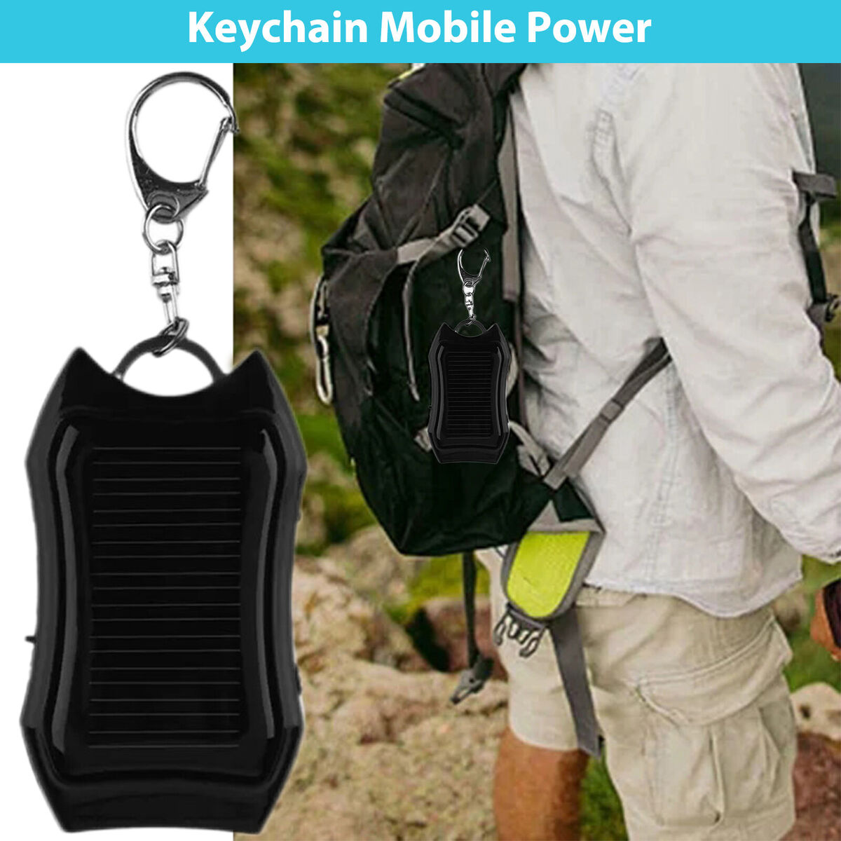 #A Power Bank - Travel-Friendly Universal Charging Solar Power Bank with Keychai