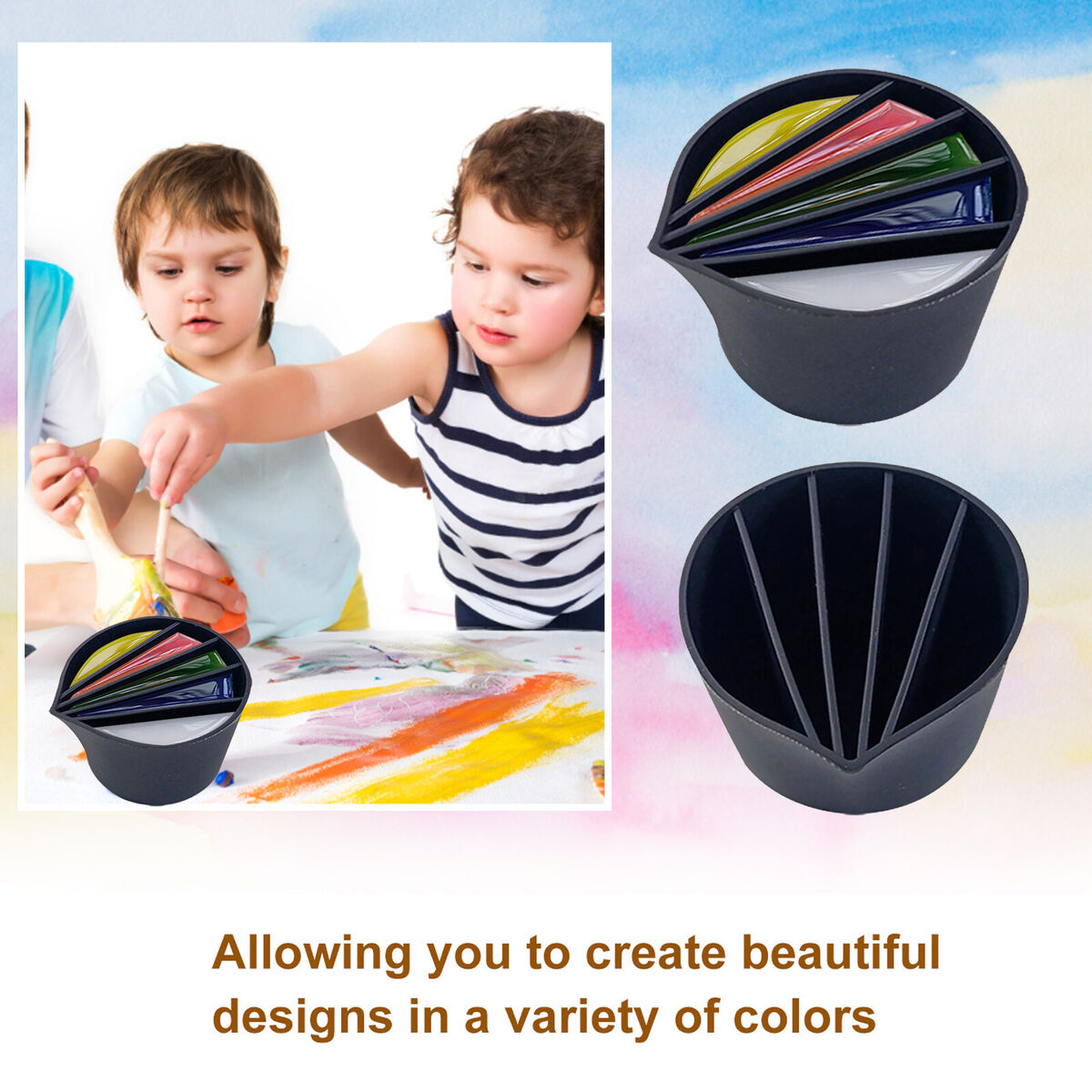 #A Silicone Paint Pouring Split Cups Reusable DIY Fluid Painting Paint Cups Tool