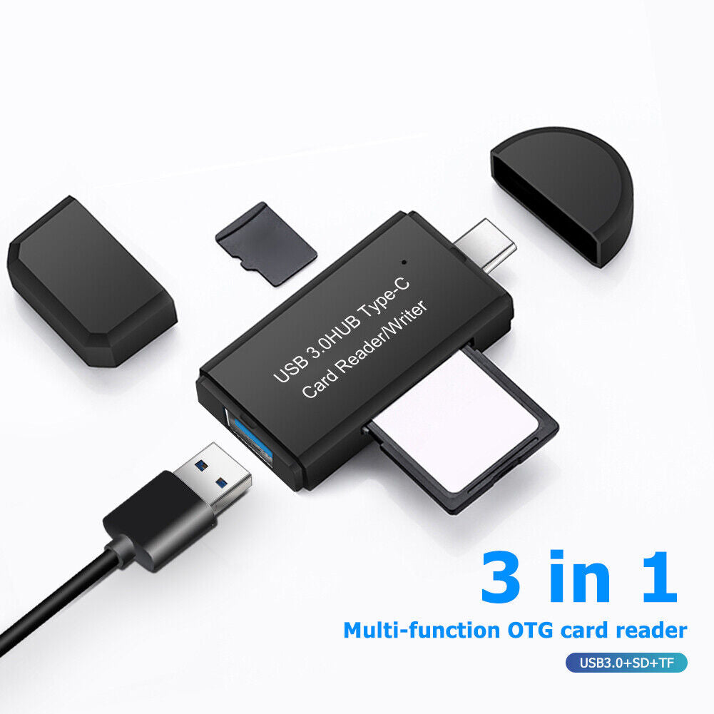 YC-432 Secure Digital TF Card Reader USB C to USB 3.0 OTG Adapter for PC Phone