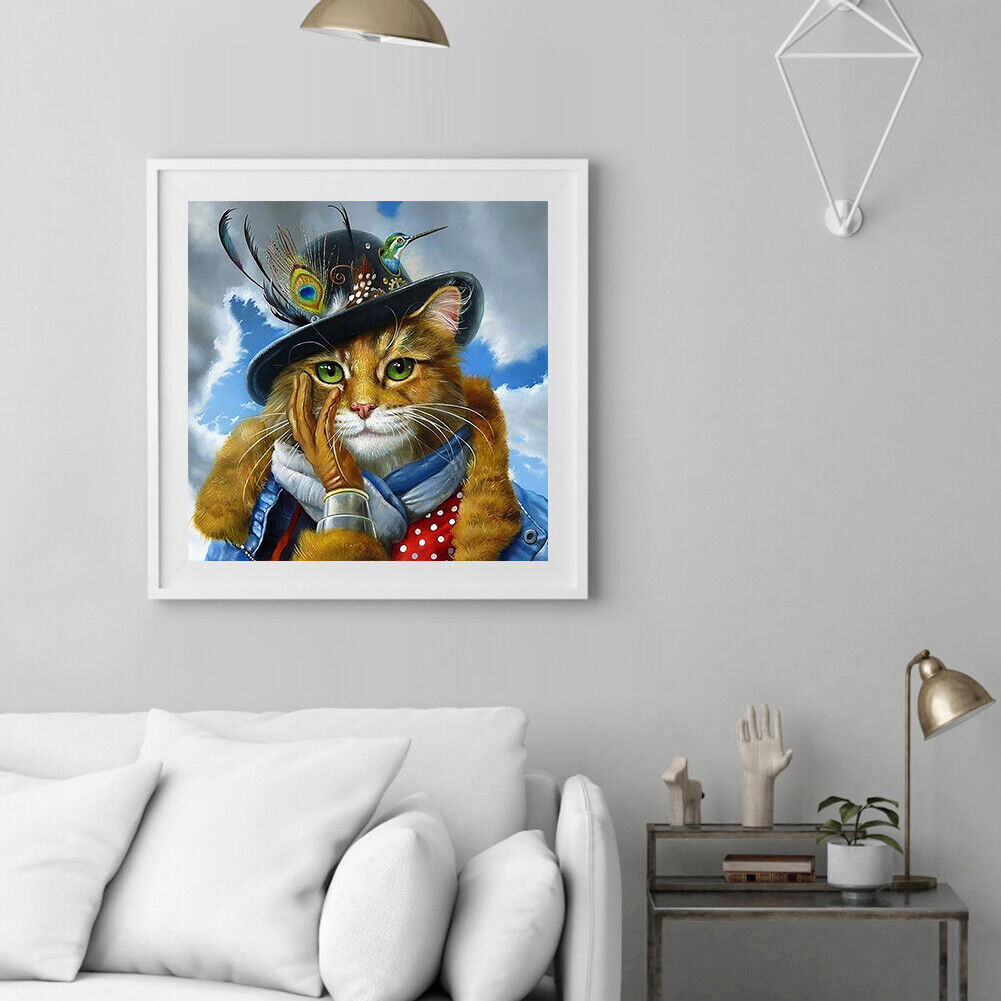 #A Waterside Cat Oil Paint By Numbers Kits DIY Handpainted on Canvas Wall Art
