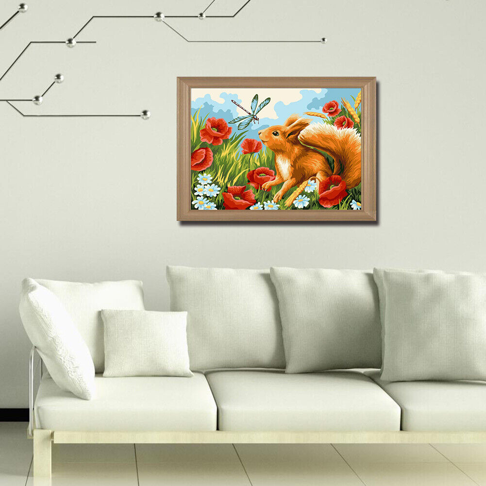 #A Bushes Animals Oil Paint By Numbers Kit DIY Acrylic Painting on Canvas Draw