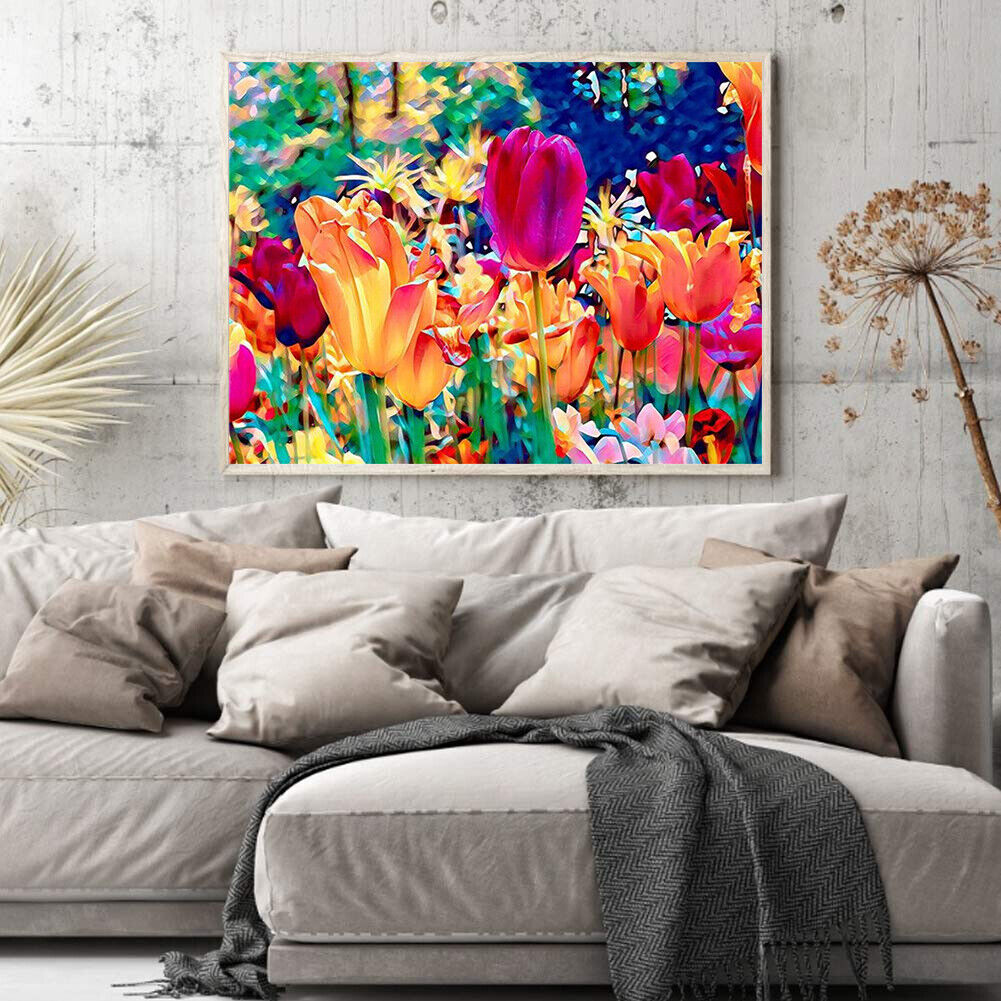 #A Colorful Flower Oil Paint By Number Kit DIY Acrylic Painting Home Decoratio