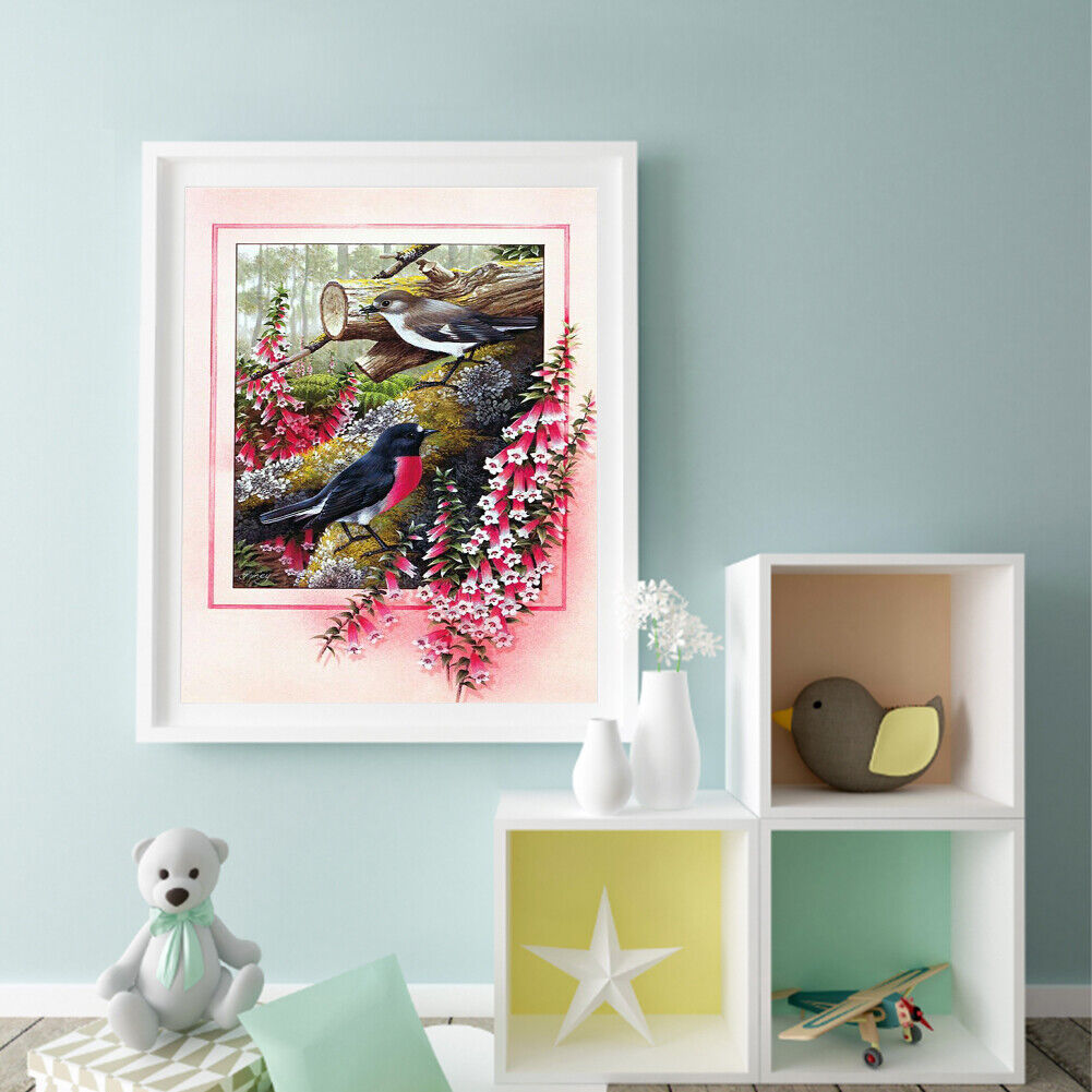 #A Flower Bird Oil Paint By Numbers Kit DIY Drawing Picture for Adults Home Deco
