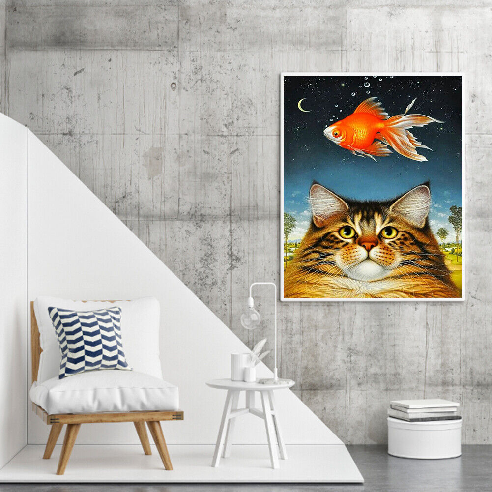 #A Cat Partial Oil Paint By Numbers Kit DIY Home Decoration Gift Wall Art Pict