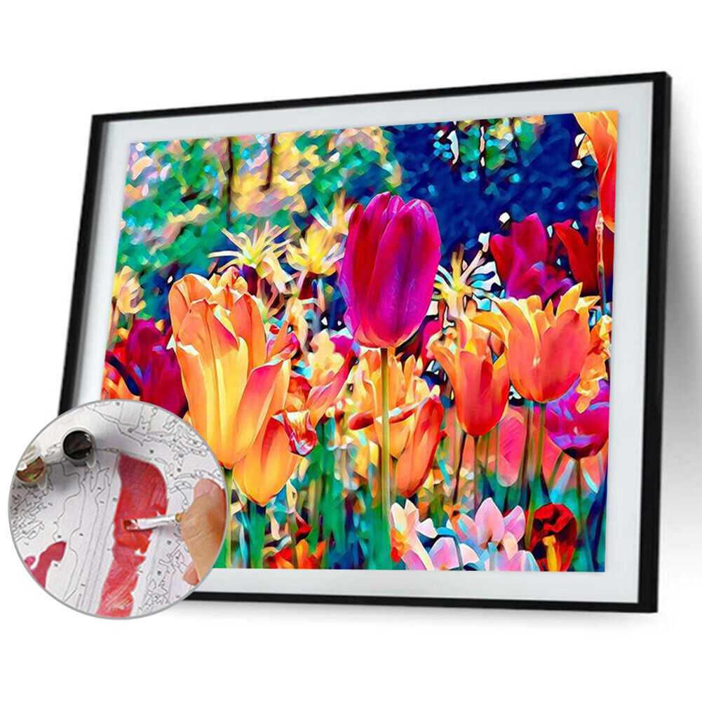 #A Colorful Flower Oil Paint By Number Kit DIY Acrylic Painting Home Decoratio