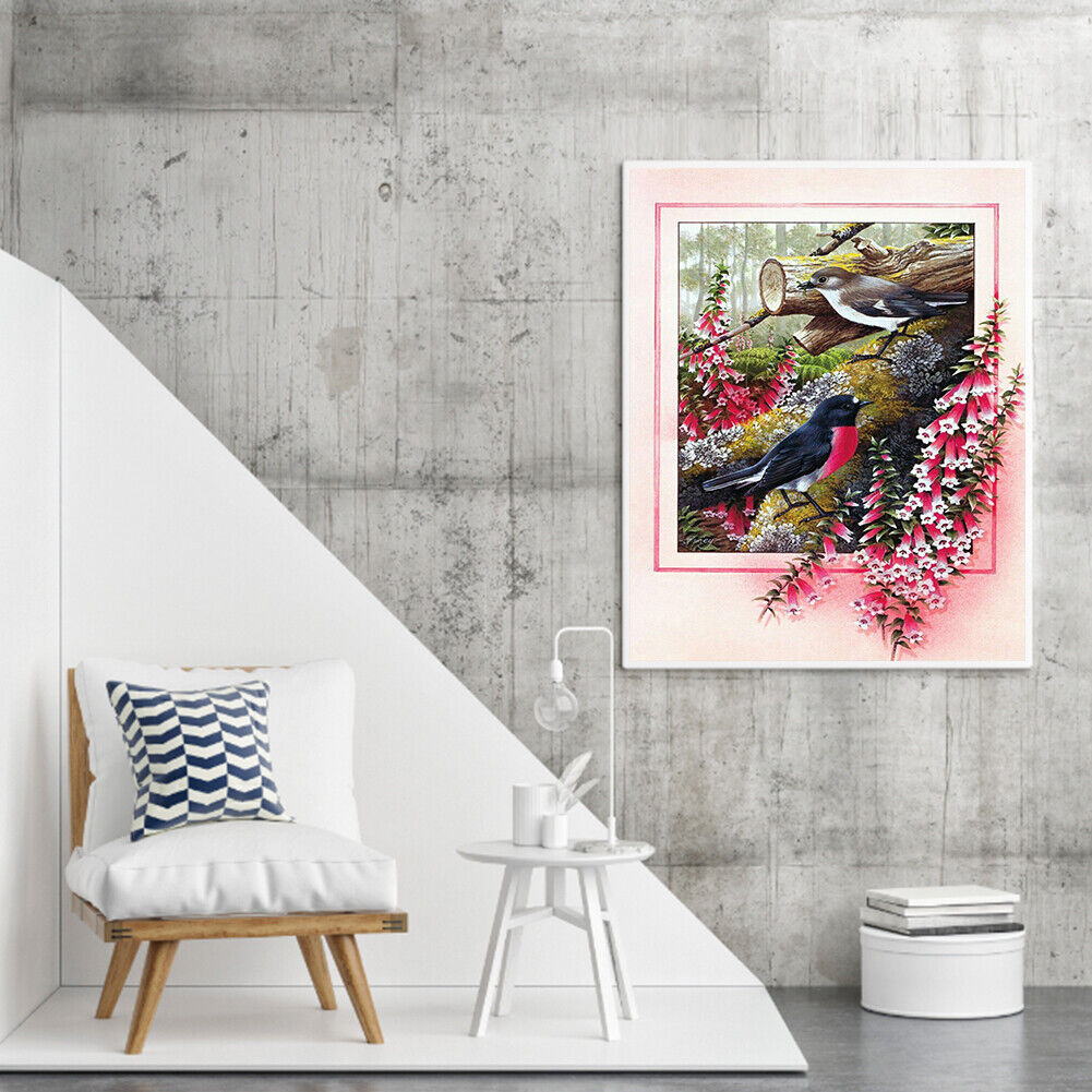 #A Flower Bird Oil Paint By Numbers Kit DIY Drawing Picture for Adults Home Deco