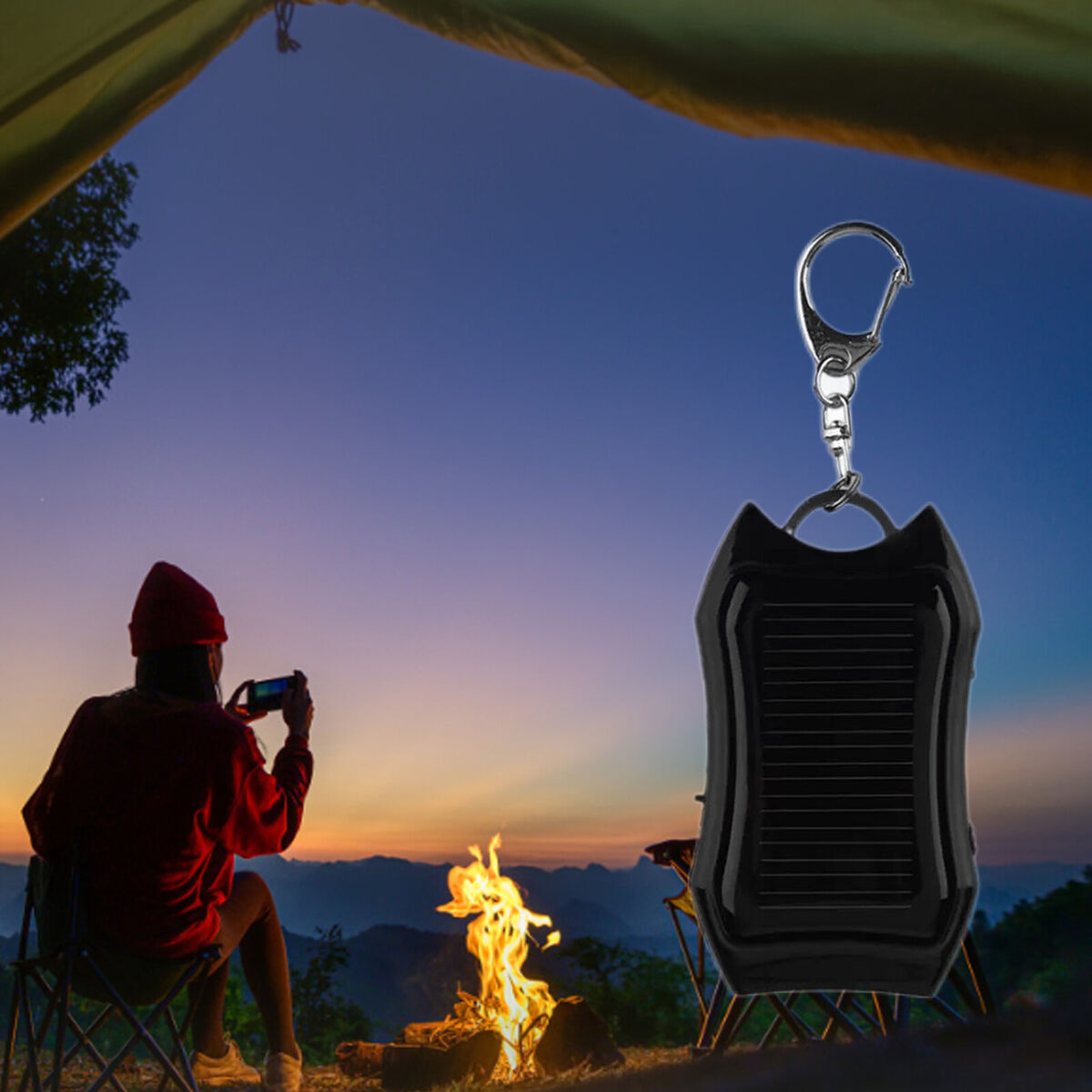 #A Power Bank - Travel-Friendly Universal Charging Solar Power Bank with Keychai