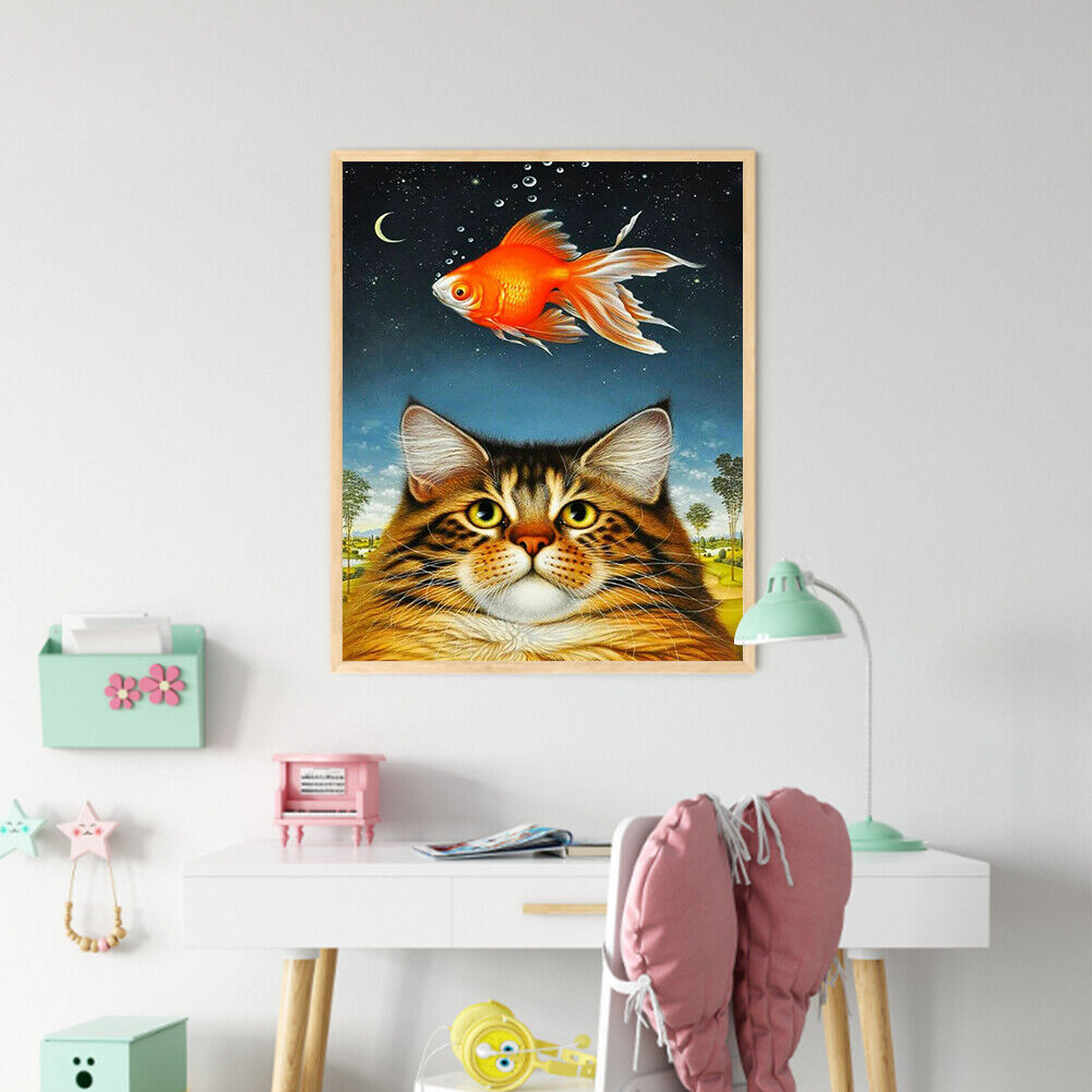 #A Cat Partial Oil Paint By Numbers Kit DIY Home Decoration Gift Wall Art Pict
